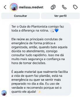 Depoimento 6 de veterinário sobre o Guia para Plantonista Veterinário